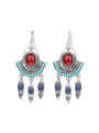 thumb BOHO Antique Silver Plated Tricolor Resin stones Alloy Drop Earrings 0