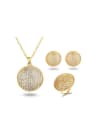 thumb Luxury 18K Gold Plated Round Shaped Two Pieces Jewelry Set 0