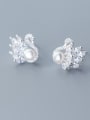 thumb 925 Sterling Silver With Platinum Plated Cute Swan Stud Earrings 0