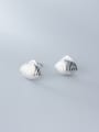 thumb 925 Sterling Silver With Platinum Plated SimplisticShell Triangle Stud Earrings 1