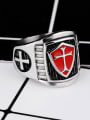thumb Fashion Personalized Red Shield Cross Titanium Ring 2
