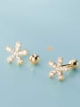 thumb 925 Sterling Silver With Cubic Zirconia Cute Flower Stud Earrings 2