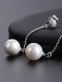 thumb Copper Alloy White Gold Plated Fashion Pearl Zircon Drop stud Earring 1