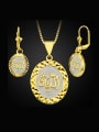 thumb 18K Oval Muslim Characters Colorfast Two Pieces Jewelry Set 0