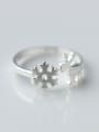 thumb 925 Sterling Silver With Platinum Plated Cute Snowflake Fawn Free Size Rings 2