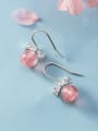 thumb 925 Sterling Silver With Strawberry  Crystal  Simplistic Bowknot Hook Earrings 4