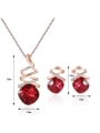 thumb Alloy Rose Gold Plated Fashion Artificial Stones Two Pieces Jewelry Set 3