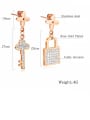 thumb Copper With Rose Gold Plated Personality key and lock Stud Earrings 2
