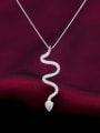thumb S925 Silver Snake Full Zircon Necklace 0