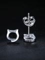 thumb Tiny Hollow Kitten 925 Sterling Silver Stud Earrings 1