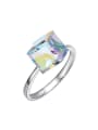 thumb Simple Cubic austrian Crystal Silver Ring 0
