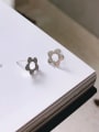 thumb 925 Sterling Silver With Platinum Plated Simplistic Hollow Flower Stud Earrings 2