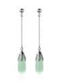 thumb 925 Sterling Silver With Platinum Plated Simplistic Water Drop Drop Earrings 0