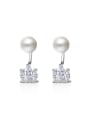 thumb Fashion Little Zirconias Crown Imitation Pearl Stud Earrings 0