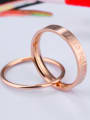 thumb Simple Letter-etched Rose Gold Plated Double Ring 2