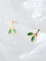 thumb 925 Sterling Silver With Gold Plated Simplistic Leaf Stud Earrings 0