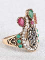 thumb Antique Gold Plated Colorful Resin stones Cubic Crystals Ring 2