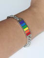 thumb Fashionable Multi-color Geometric Shaped Enamel Titanium Bracelet 1