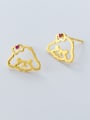 thumb Lovely Gold Plated Red Zircon S925 Silver Stud Earrings 0