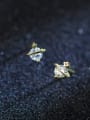 thumb Sterling silver Mini zircon gold star stud earrings (imagine starry sky) 0