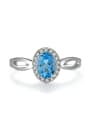 thumb Natural Swiss Blue Topaz Platinum Engagement Ring 0