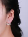 thumb Exquisite Flower Shaped Zircon Drop Earrings 1