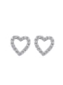 thumb Hollow Heart shaped Zircon Stud Earrings 0