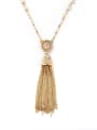 thumb Classical Long Tassel Alloy Sweater Necklace 0