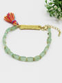 thumb Elegant Green Natural Stone Tassel Elastic Bracelet 0