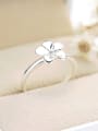 thumb Sweet Temperament Smooth Flower Silver Opening Ring 2