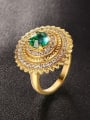 thumb Exquisite Green Round Shaped Gold Plated Zircon Ring 2