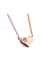 thumb Simple Heart Rhinestones Titanium Women Necklace 0