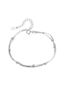 thumb Simple Tiny Beads Double Layer 925 Silver Bracelet 0