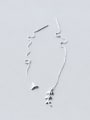 thumb S925 silver sweet asymmetric leaves line threader earring 0