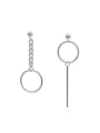 thumb Simple Asymmetrical Hollow Round Silver Drop Earrings 0