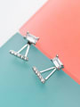 thumb Exquisite Geometric Shaped Shimmering Zircon Silver Stud Earrings 1