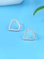 thumb Copper With Platinum Plated Simplistic Hollow Geometric Stud Earrings 0