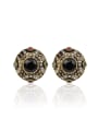 thumb Retro Noble style Colorful Resin stones Round Alloy Earrings 0