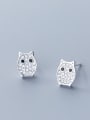thumb 925 Sterling Silver With Silver Plated Cute Owl Stud Earrings 2