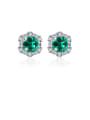 thumb 925 Sterling Silver With Platinum Plated Delicate Geometric Stud Earrings 0