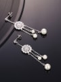 thumb Exquisite Sunflower Shaped Artificial Pearl Drop Earrings 2