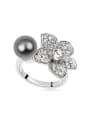 thumb Fashion Imitation Pearl Crystals-covered Flower Alloy Ring 2