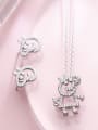 thumb S925 Silver Pig Peggy Diamonds Necklace Earrings Two Piece 0
