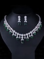 thumb Copper With White  Cubic Zirconia Delicate Leaf Wedding 2 Piece Jewelry Set 2