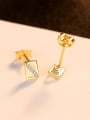thumb 925 Sterling Silver With Rhinestone  Simplistic Square Stud Earrings 2