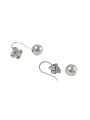 thumb Fashion Artificial Pearl Flowery Zircon Silver Earrings 0