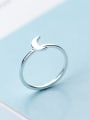thumb Women All-match Moon Shaped S925 Silver Ring 0