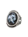 thumb Retro style Oval Resin Antique Silver Plated Alloy Ring 0