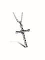 thumb Retro style Cross Titanium Necklace 0