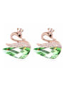 thumb Exquisite austrian Crystals Swan Rose Gold Plated Stud Earrings 0